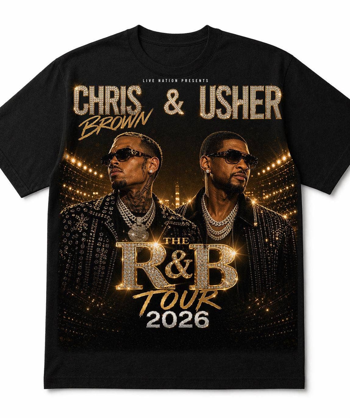 Chris Brown Usher R&B Tour 2026 Lux Concert Tee Unisex T-shirt, Sweatshirt, Hoodie, Long Sleeve Tee - T-Shirt, Sweatshirt, Hoodie