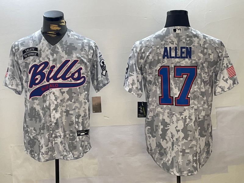 Men's Buffalo Bills Josh Allen Arctic Camo 2024 Salute to Service Player Jersey football jersey product view 1