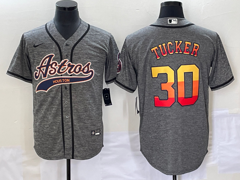 Men's Houston Astros Kyle Tucker #30 Gray Replica Player Jersey Joint Edition baseball jersey product view 1