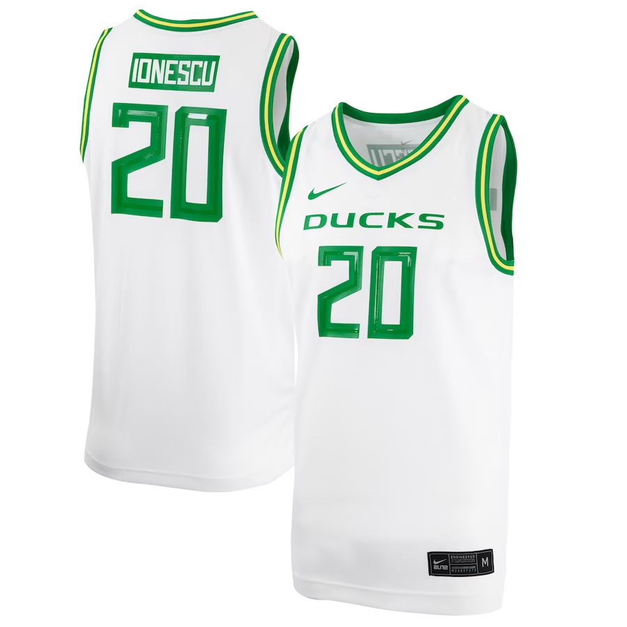 Men's Oregon Ducks Sabrina Ionescu #20 White Replica Jersey sports jersey product view 1