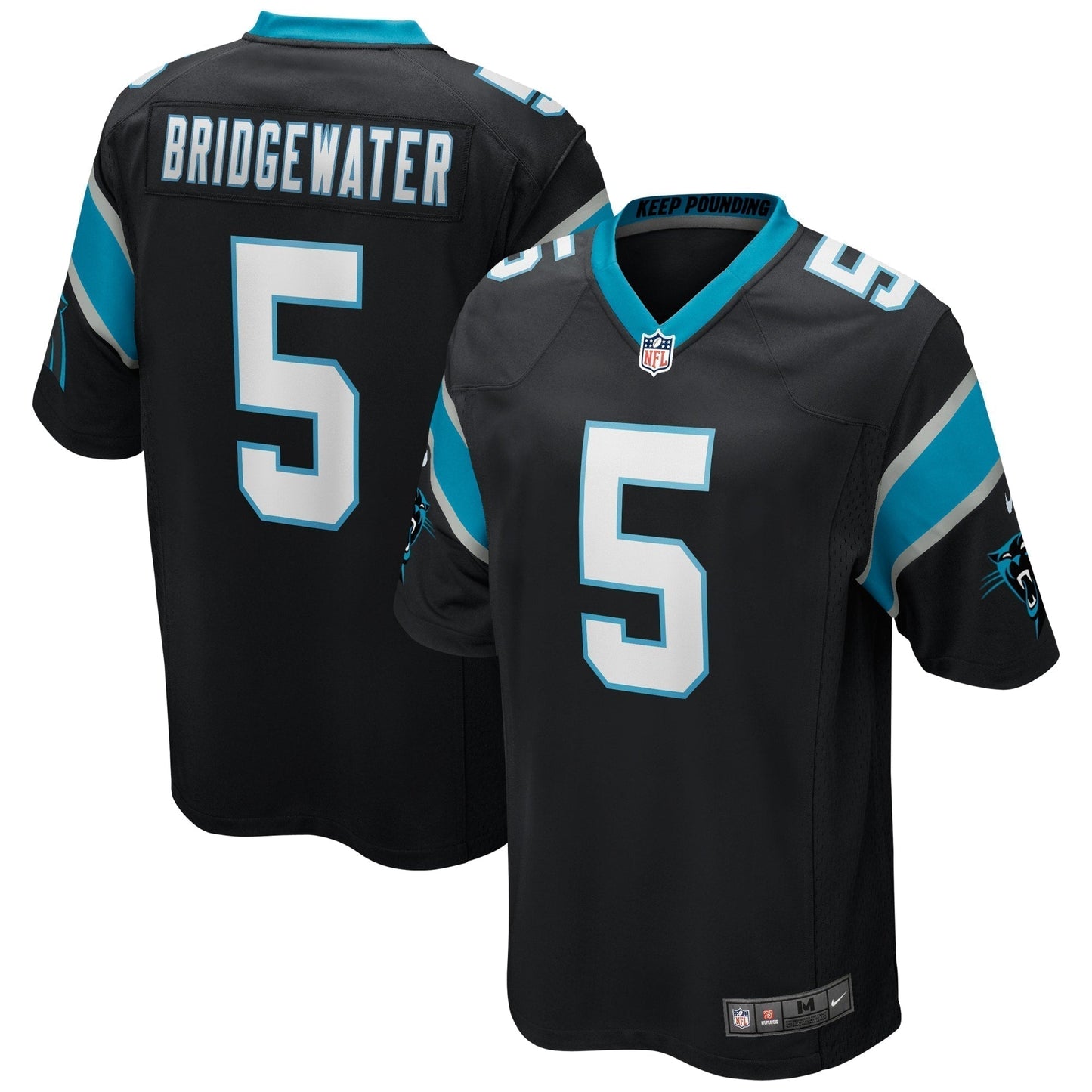 Teddy Bridgewater Carolina Panthers Game Jersey - Black football jersey product view 1