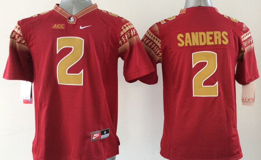 Men's Florida State Seminoles Deion Sanders Red Player Game Jersey sports jersey product view 1