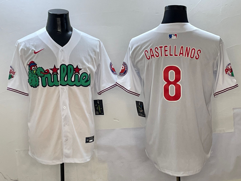 Men's Philadelphia Phillies Nick Castellanos White Game Jersey baseball jersey product view 1