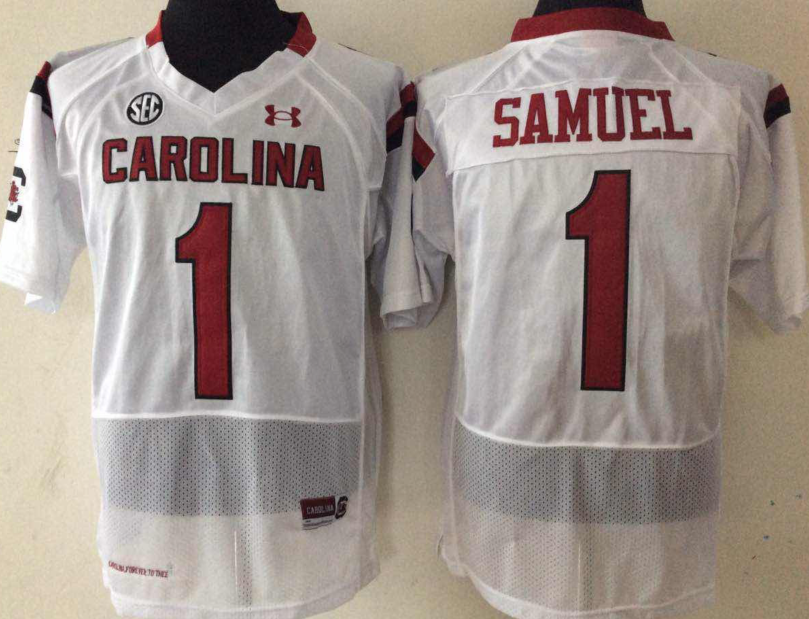 Men's South Carolina Gamecock Deebo Samuel #1 White Player Game Jersey sports jersey product view 1