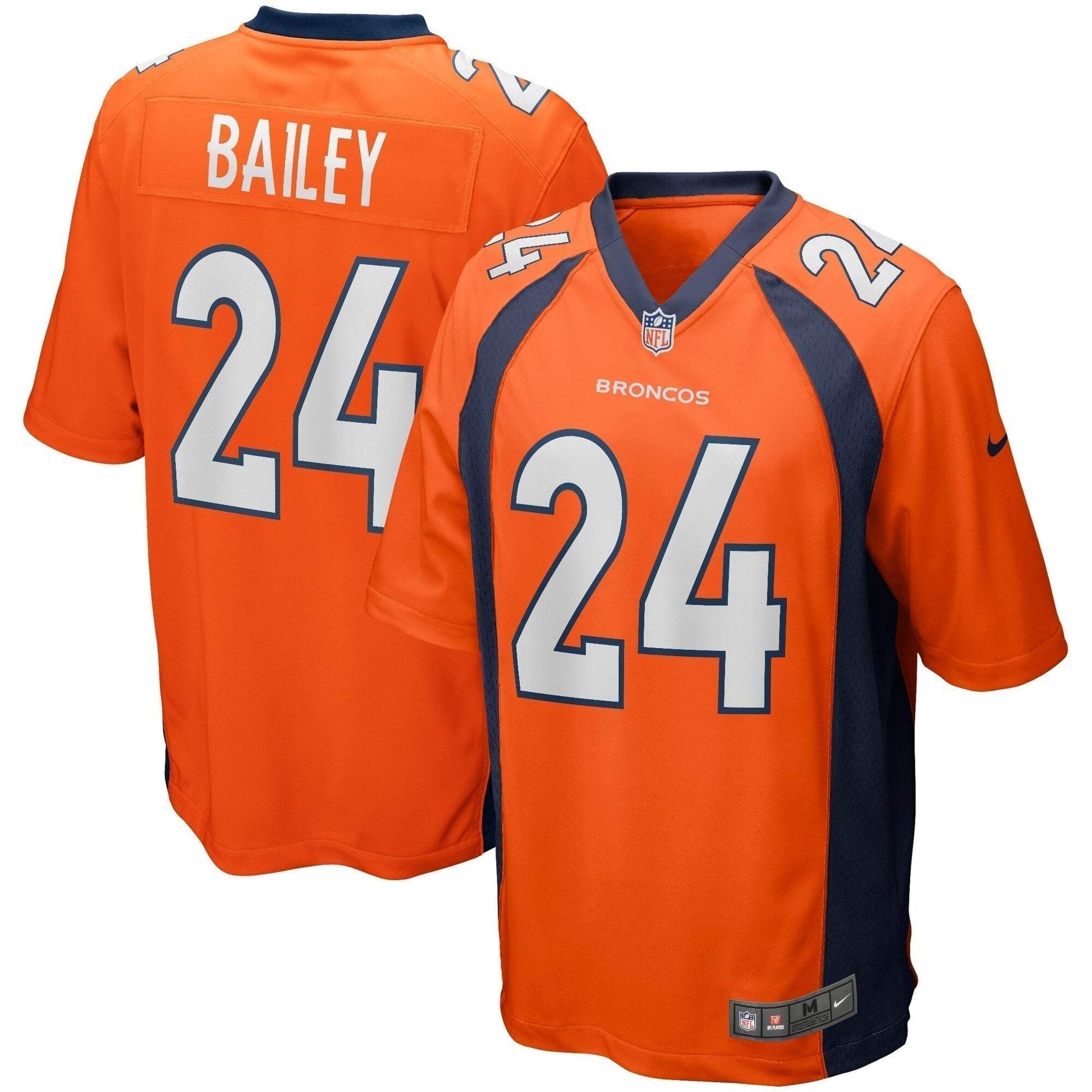 Champ Bailey Denver Broncos Game Retired Jersey - Orange football jersey product view 1