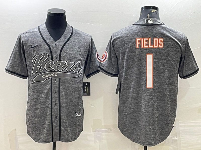 Men's Chicago Bears Justin Fields #1 Gray Game Jersey1 Joint Edition football jersey product view 1