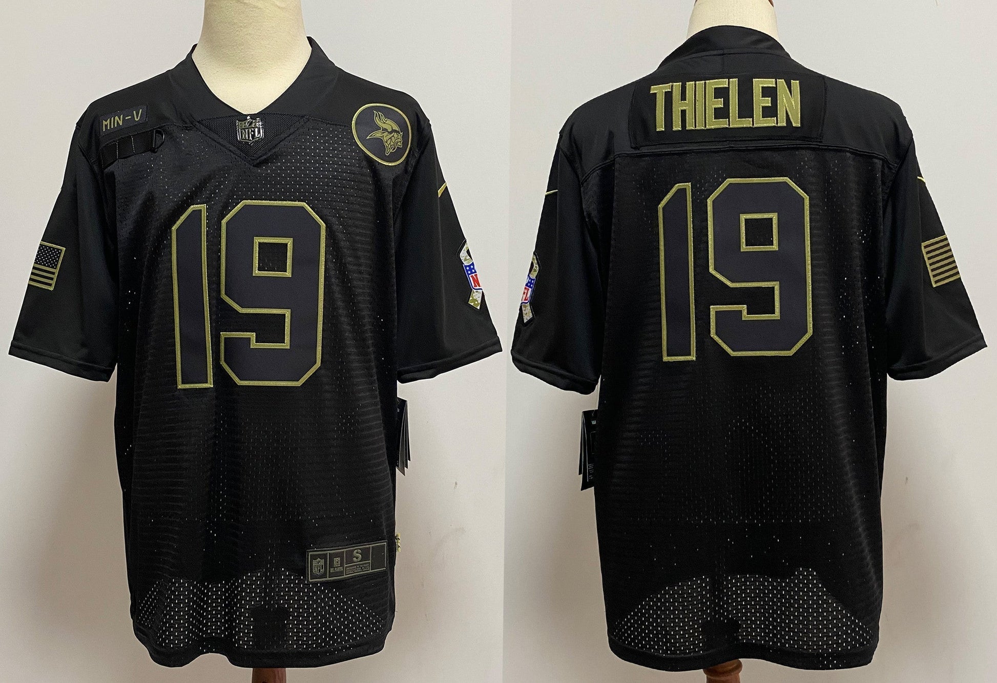 Men's Minnesota Vikings Adam Thielen Black 2020 Salute To Service Limited Jersey1 football jersey product view 1