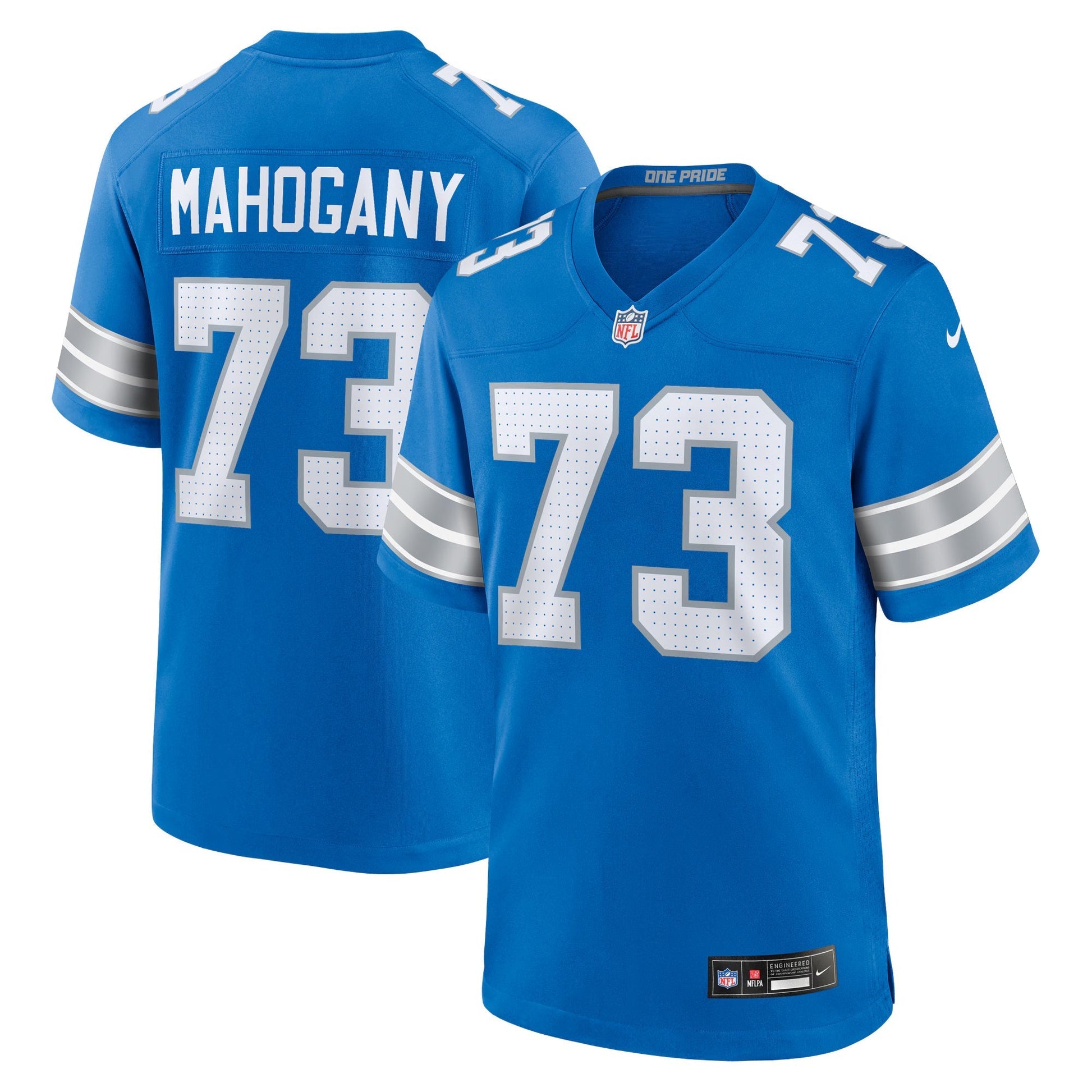 Detroit Lions Christian Mahogany Blue Team Game Jersey football jersey product view 1