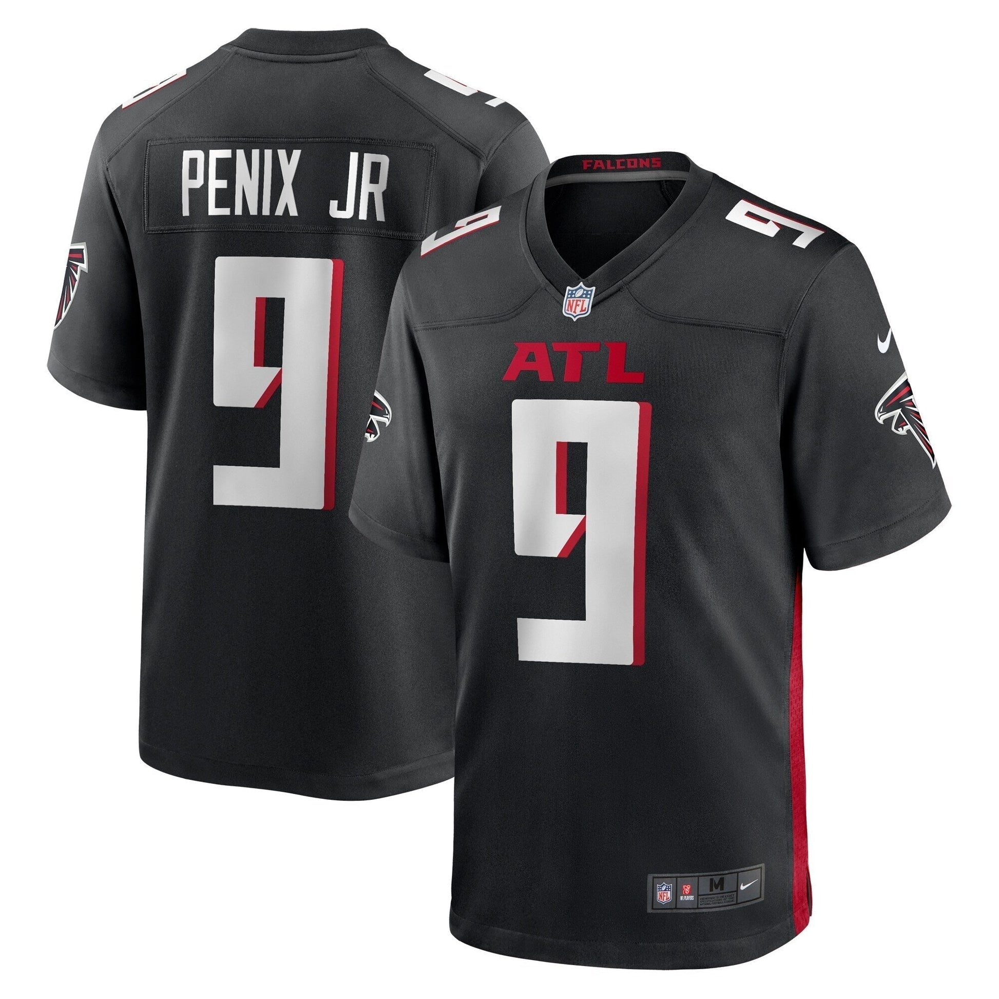 Michael Penix Jr. Atlanta Falcons Game Jersey - Black football jersey product view 1