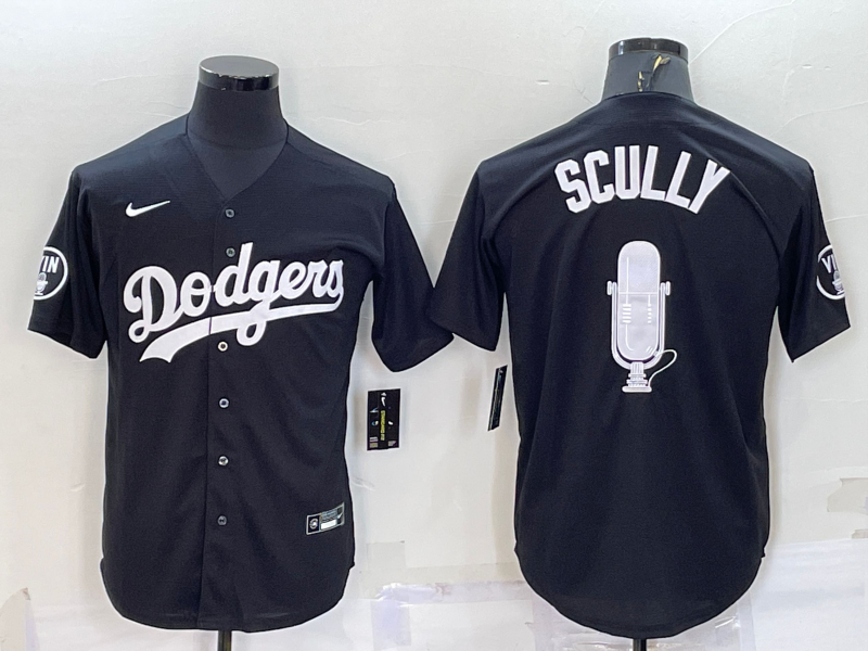 Men's Los Angeles Dodgers Vince Scully Black Replica Baseball Jersey1 baseball jersey product view 1
