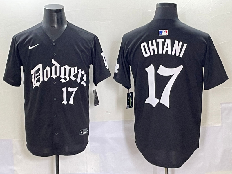 Men's Los Angeles Dodgers Shohei Ohtani #17 Black Alternate Game Jersey baseball jersey product view 1