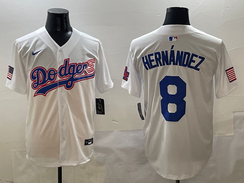 Men's Los Angeles Dodgers Enrique Hernandez White Team Game Jersey baseball jersey product view 1