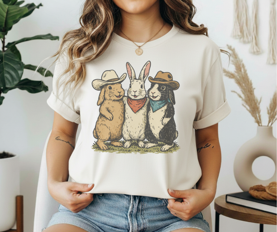 Western Bunnies T-Shirt Unisex T-shirt, Sweatshirt, Hoodie, Long Sleeve Tee - T-Shirt, Sweatshirt, Hoodie