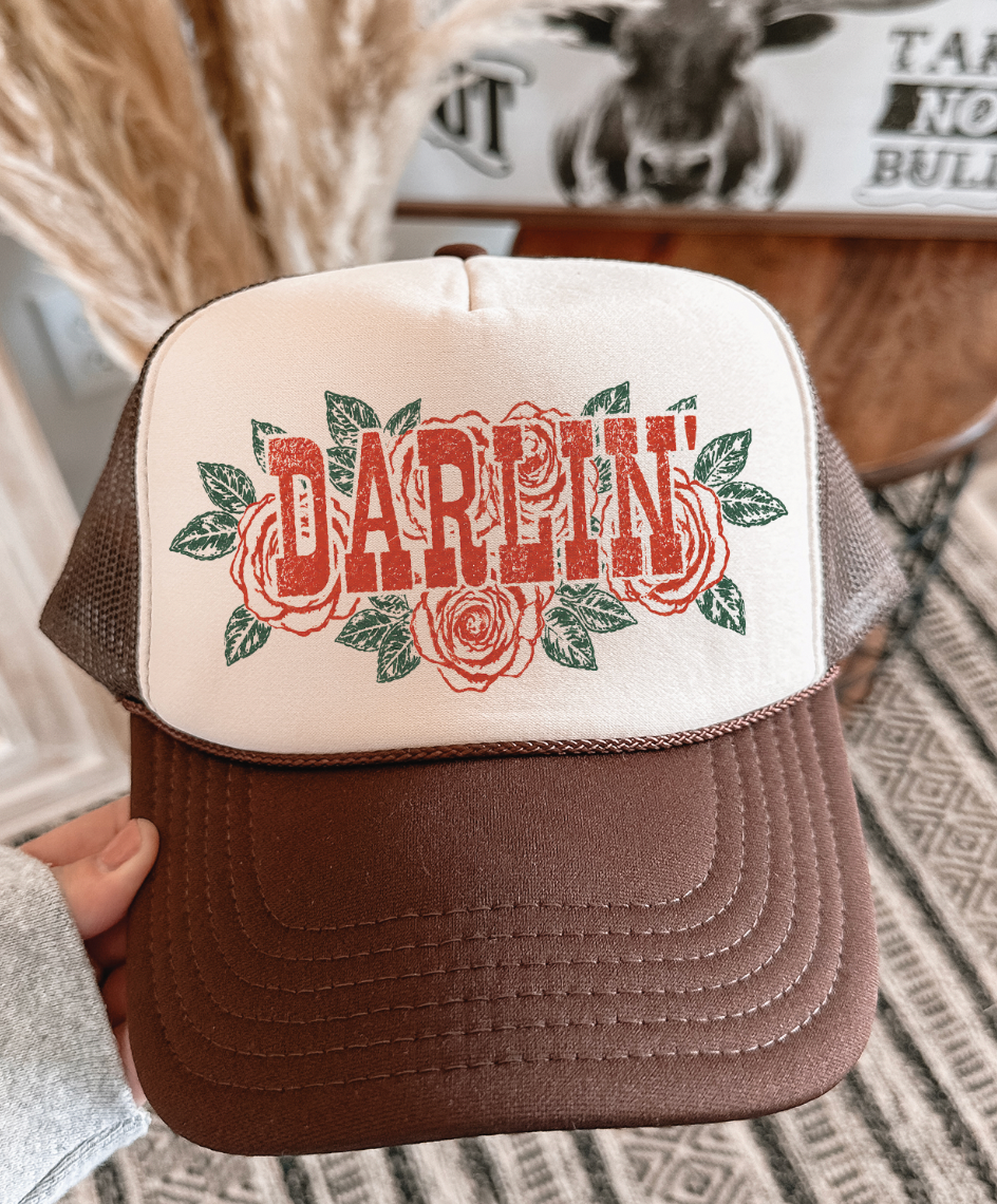 Darlin with Roses -  Foam Otto Trucker Hats Unisex T-shirt, Sweatshirt, Hoodie, Long Sleeve Tee - T-Shirt, Sweatshirt, Hoodie