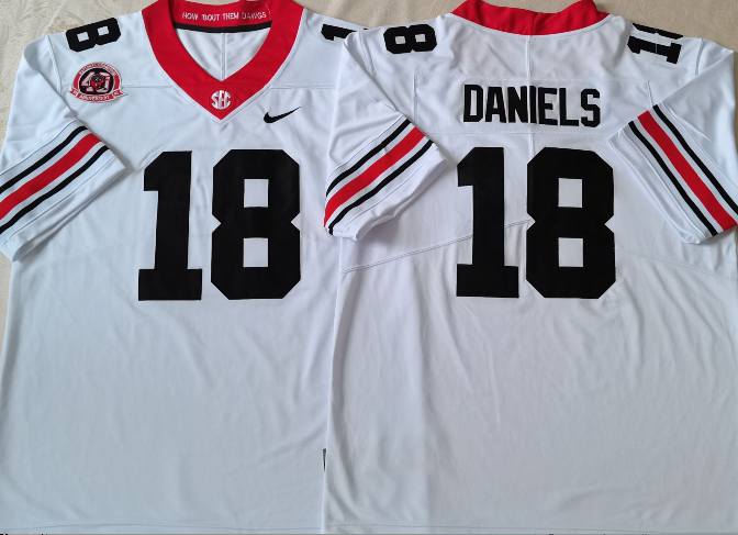 Men's Georgia Bulldogs JT Daniels White Player Jersey sports jersey product view 1