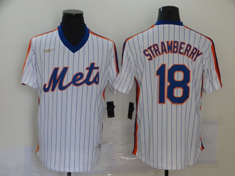 Men's New York Mets Darryl Strawberry #18 White Stitched Jersey baseball jersey product view 1