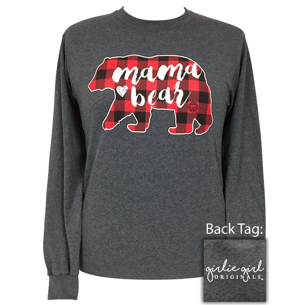 Mama Bear Plaid-Dark Heather LS-1966 Unisex T-shirt, Sweatshirt, Hoodie, Long Sleeve Tee - T-Shirt, Sweatshirt, Hoodie