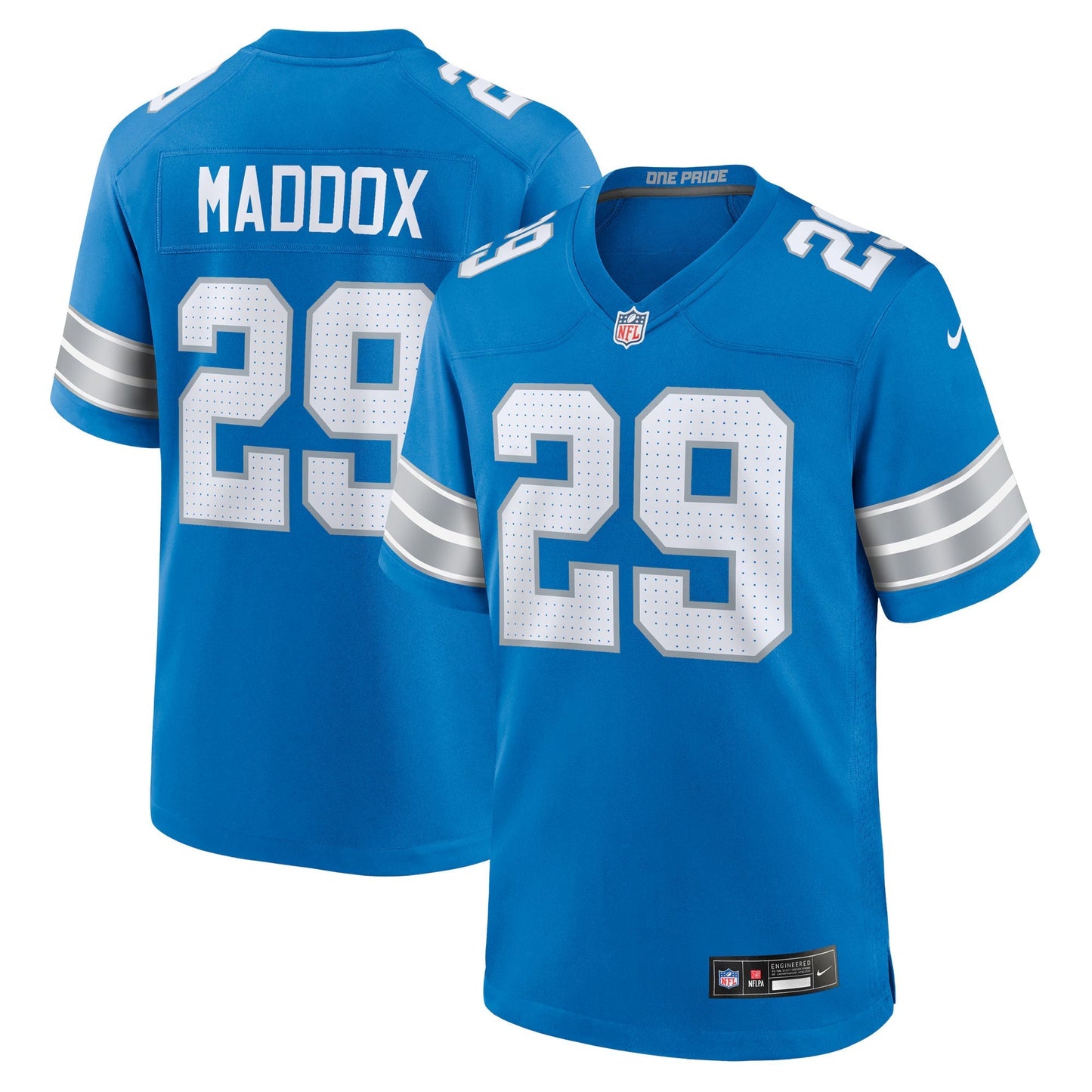 Detroit Lions Avonte Maddox Blue Team Game Jersey football jersey product view 1