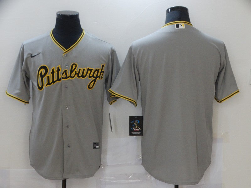 Men's Pittsburgh Pirates Gray Road Authentic Blank Jersey baseball jersey product view 1