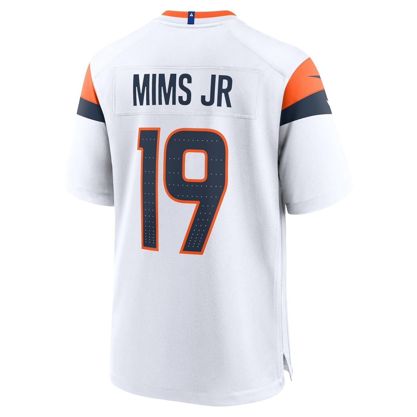 Marvin Mims Jr Denver Broncos Game Jersey - White football jersey product view 3