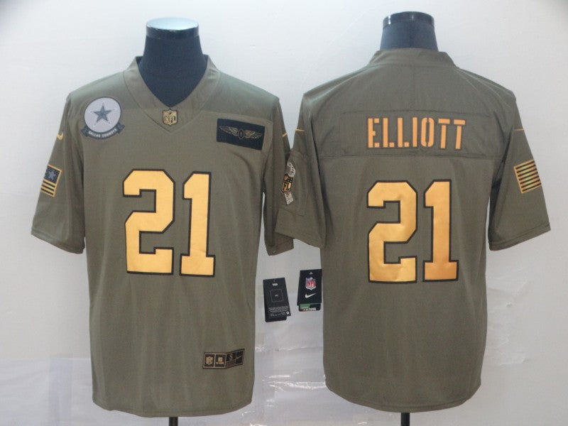Men's Dallas Cowboys Ezekiel Elliott #21 Brown Alternate Game Jersey1 football jersey product view 1