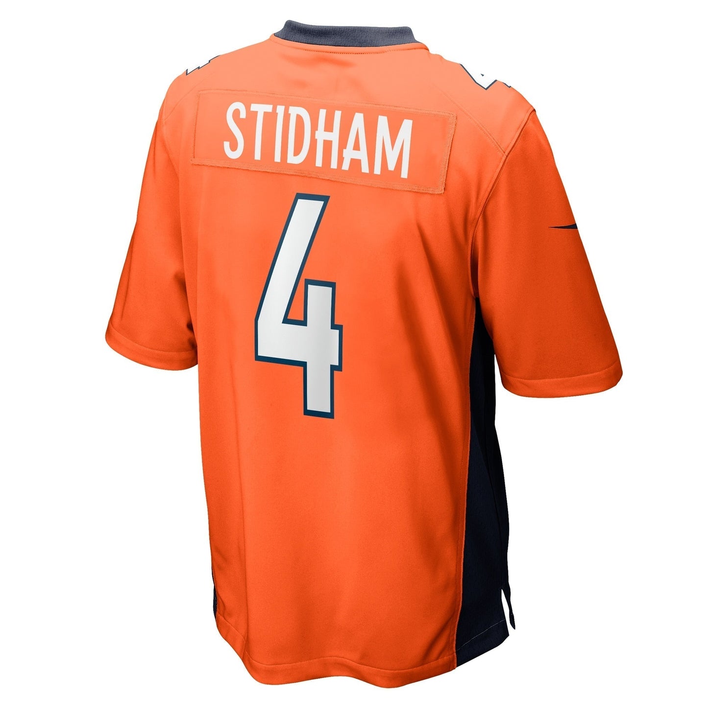 Jarrett Stidham Denver Broncos Game Jersey - Orange football jersey product view 3