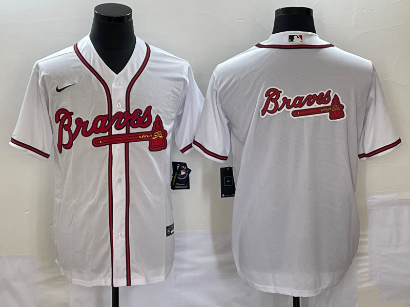 Men's Atlanta Braves White Home Replica Team Jersey baseball jersey product view 1