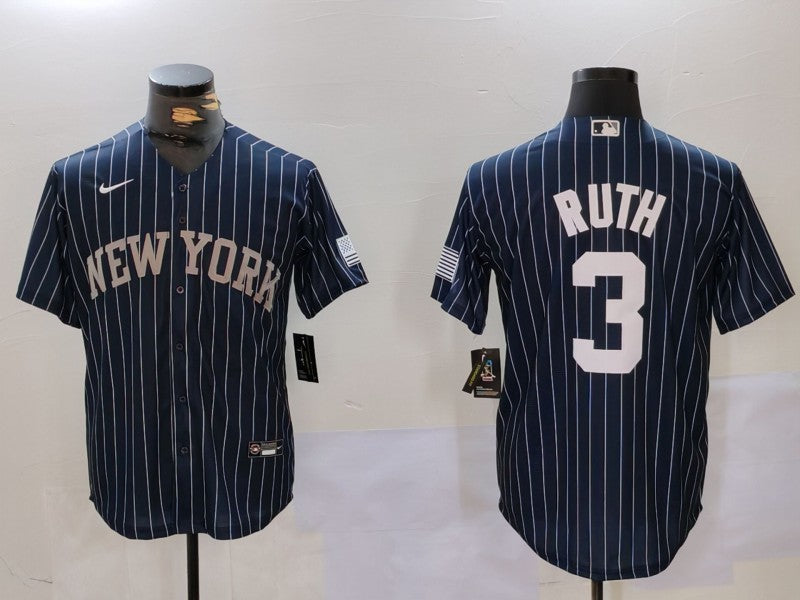 Men's New York Yankees Babe Ruth Navy Player Jersey baseball jersey product view 1