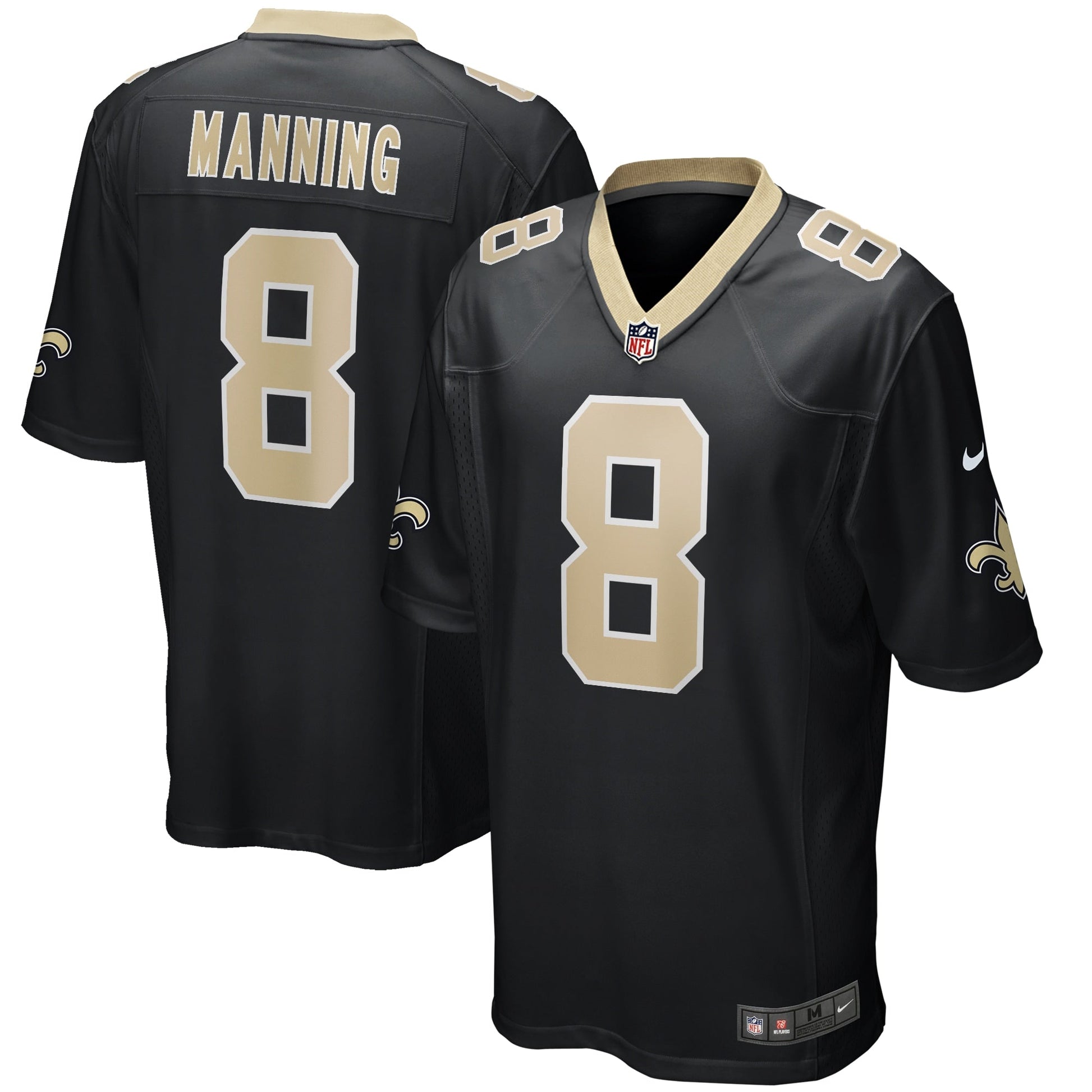 Archie Manning New Orleans Saints Game Retired Jersey - Black football jersey product view 1