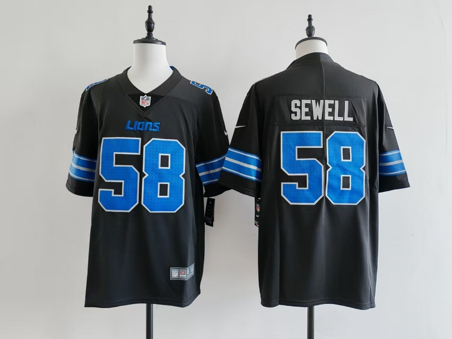 Men's Detroit Lions Penei Sewell Jersey - Black football jersey product view 1