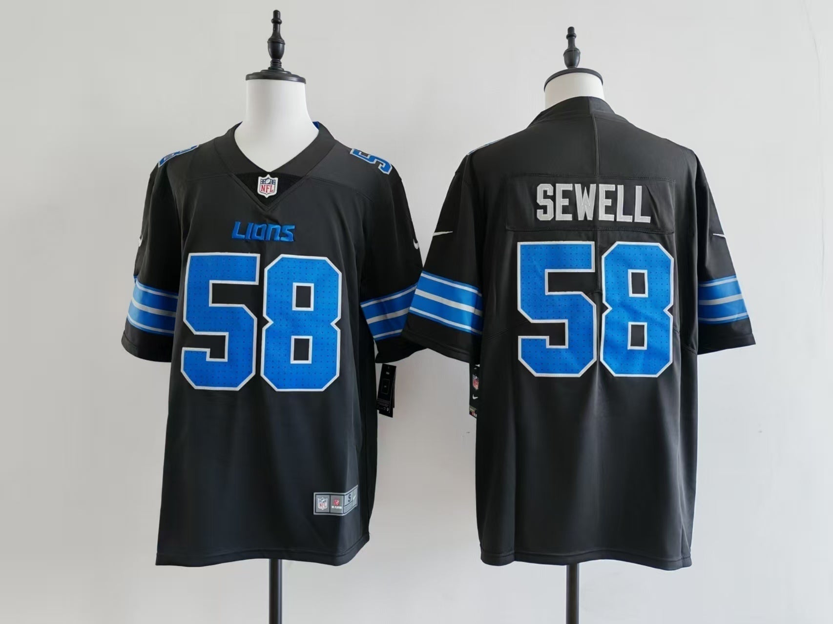 Men's Detroit Lions Penei Sewell Jersey - Black football jersey product view 1