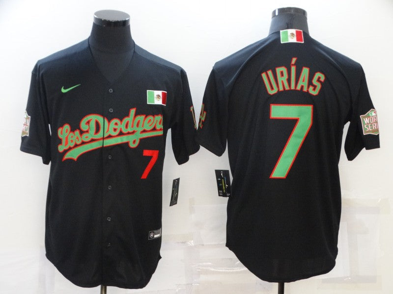 Men's Los Angeles Dodgers Julio Urias #7 Black Player Game Jersey1 baseball jersey product view 1