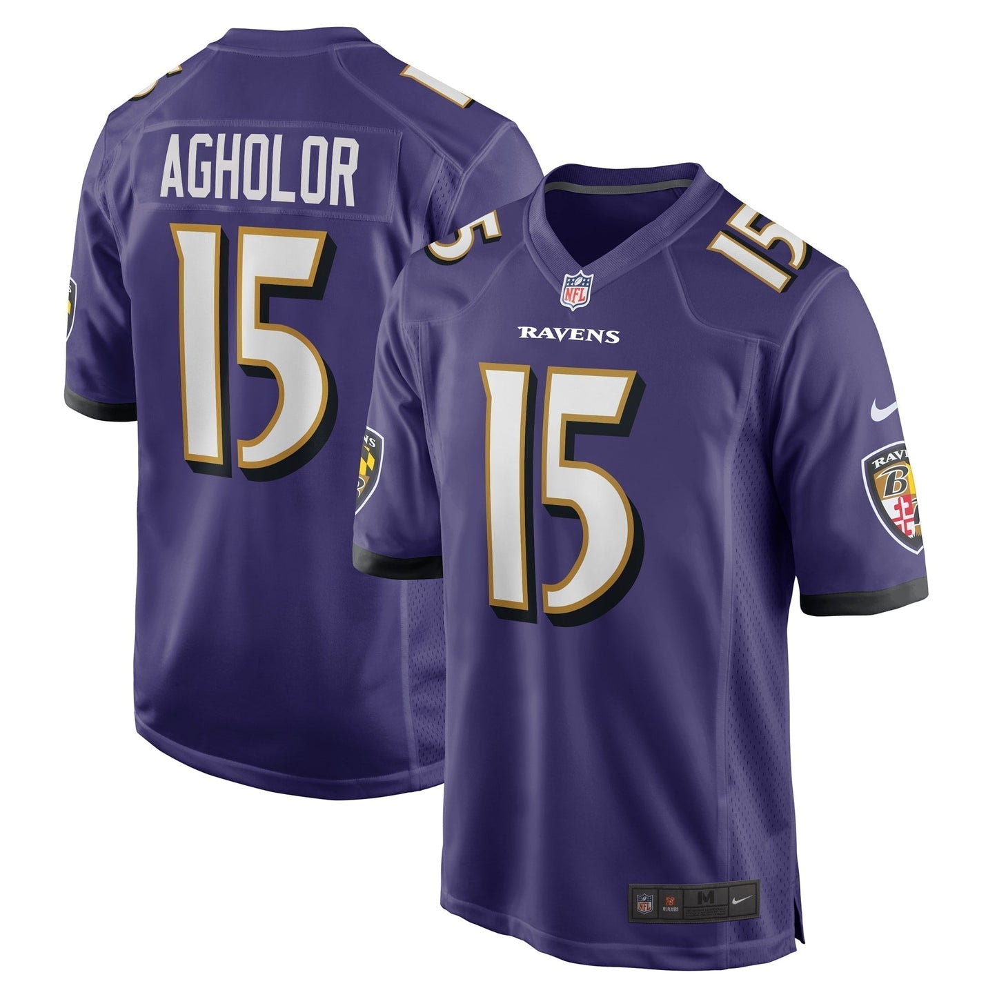 Nelson Agholor Baltimore Ravens Game Jersey - Purple football jersey product view 1