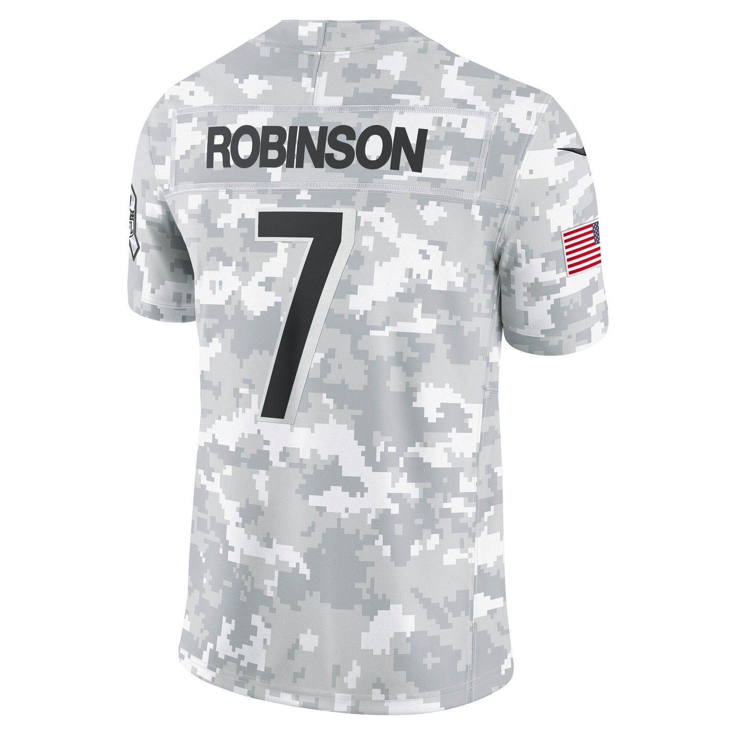 Bijan Robinson Atlanta Falcons 2024 Salute to Service Limited Jersey - Arctic Camo football jersey product view 3