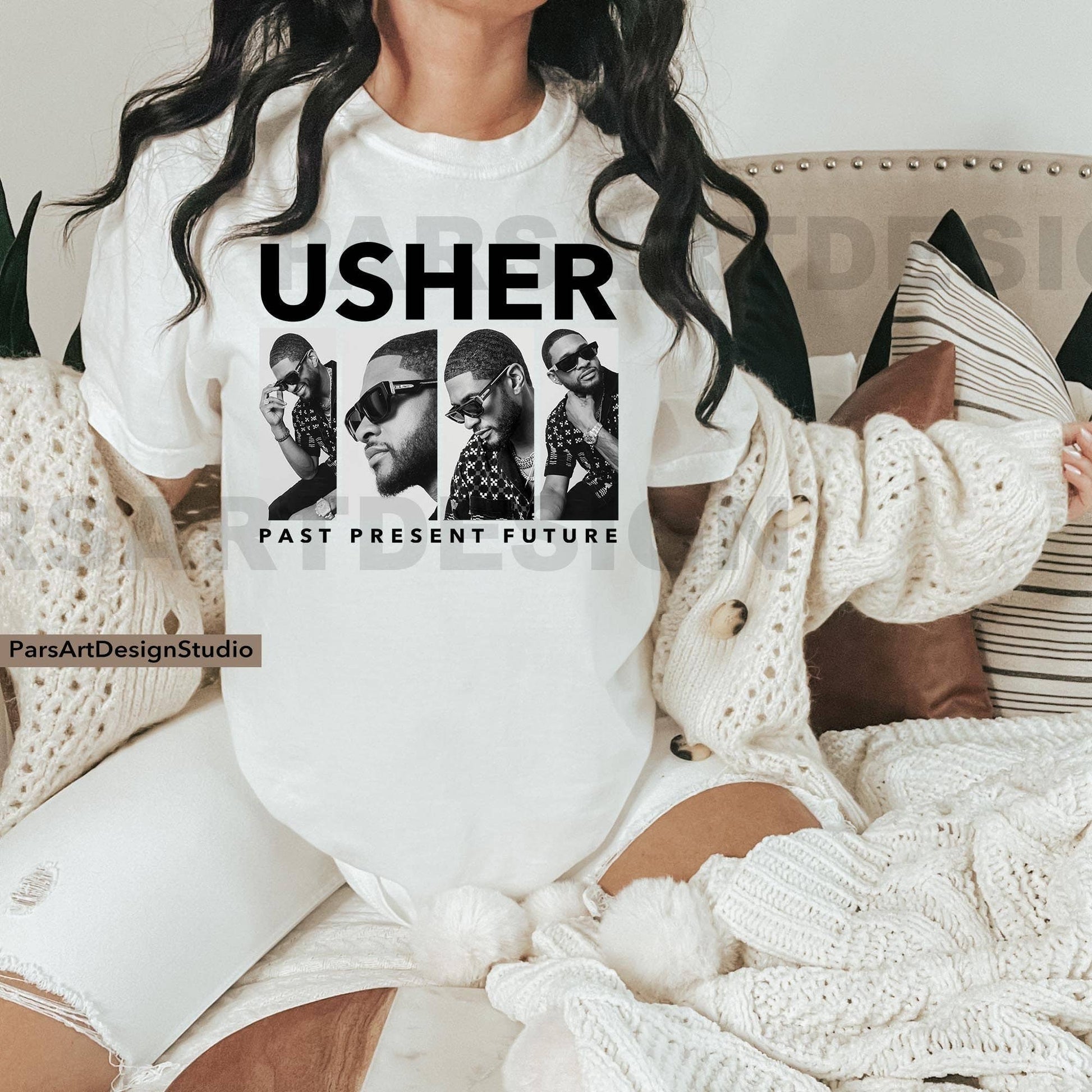 Usher World Tour Shirt Past Present Future Fan Merch Tee Unisex T-shirt, Sweatshirt, Hoodie, Long Sleeve Tee - T-Shirt, Sweatshirt, Hoodie
