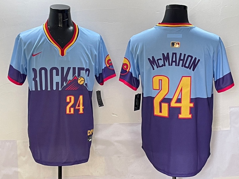 Men's Colorado Rockies Ryan McMahon #24 Purple/Light Blue 2025 City Connect Limited Player Jersey baseball jersey product view 1