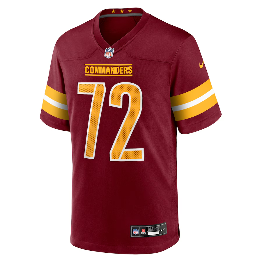 Men's Washington Commanders Josh Conerly Jr. Burgundy 2025 NFL Draft First Round Pick Game Jersey football jersey product view 2