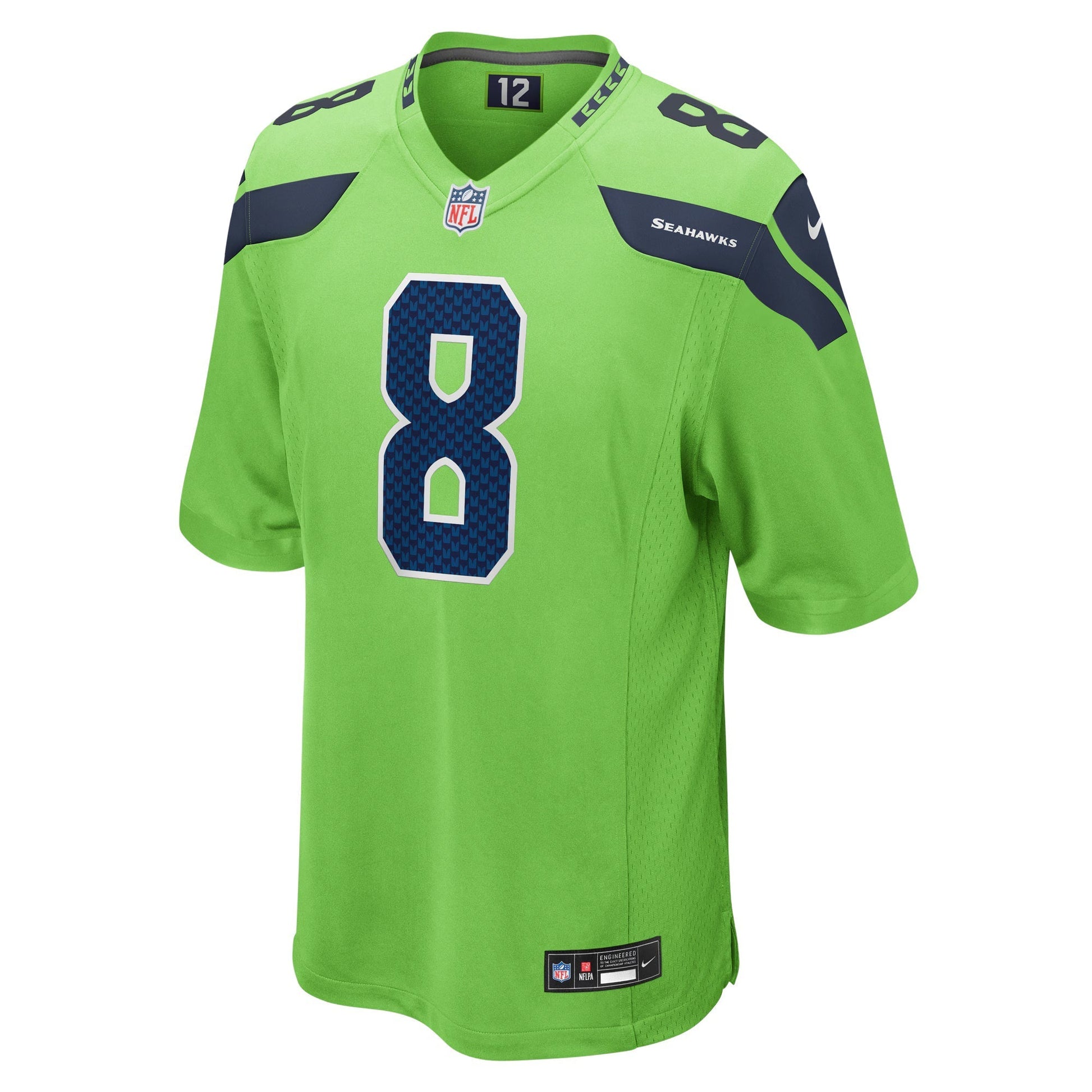 Seattle Seahawks Coby Bryant Neon Green Game Jersey basketball jersey product view 2