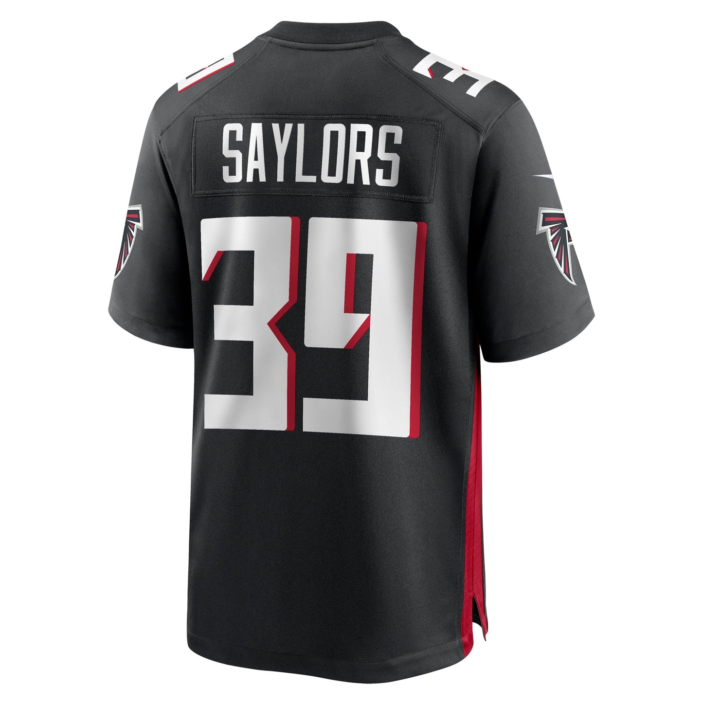 Jacob Saylors Atlanta Falcons Game Jersey - Black football jersey product view 3