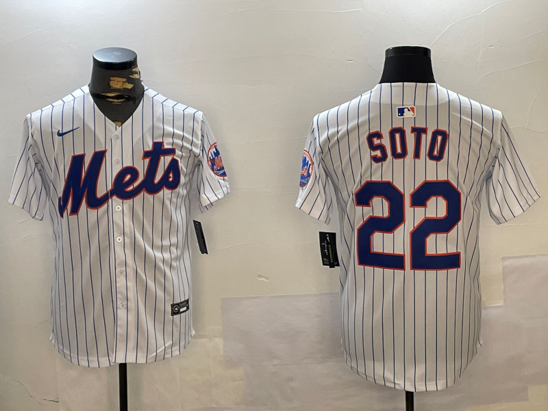 Men's New York Mets Juan Soto #22 White Home Replica Player Jersey1 baseball jersey product view 1