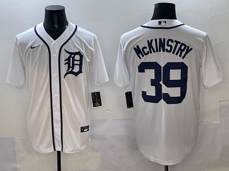 Men's Detroit Tigers Zach McKinstry #39 White Home Replica Player Jersey baseball jersey product view 1