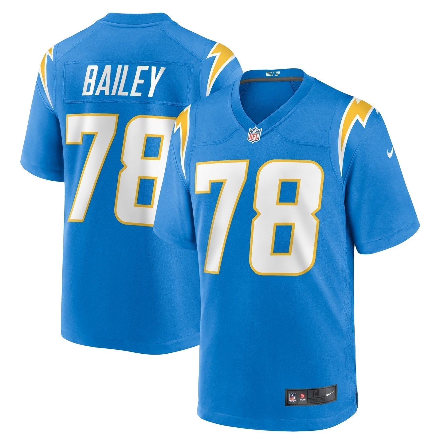 Zack Bailey Los Angeles Chargers Game Jersey - Powder Blue football jersey product view 1