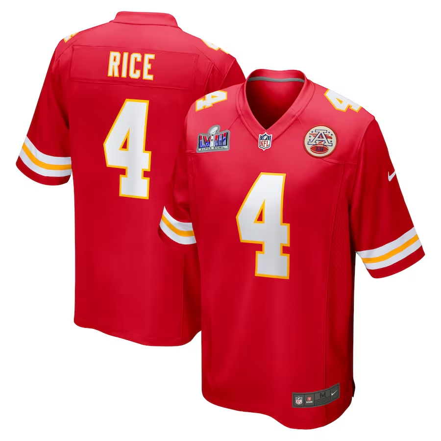 Men's Kansas City Chiefs Rashee Rice Red Super Bowl LVIII Game Jersey football jersey product view 1