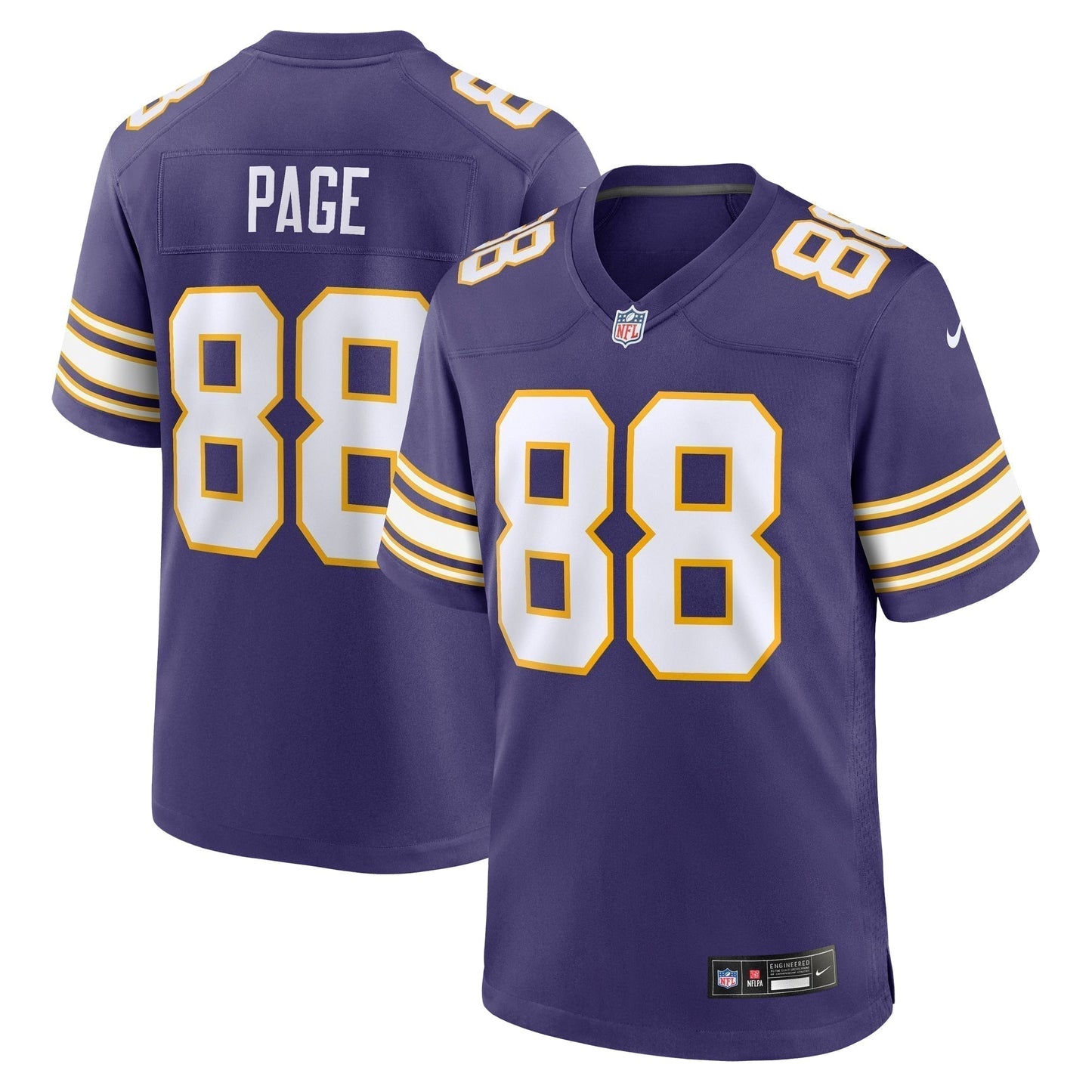 Alan Page Minnesota Vikings Classic Retired Jersey - Purple football jersey product view 1