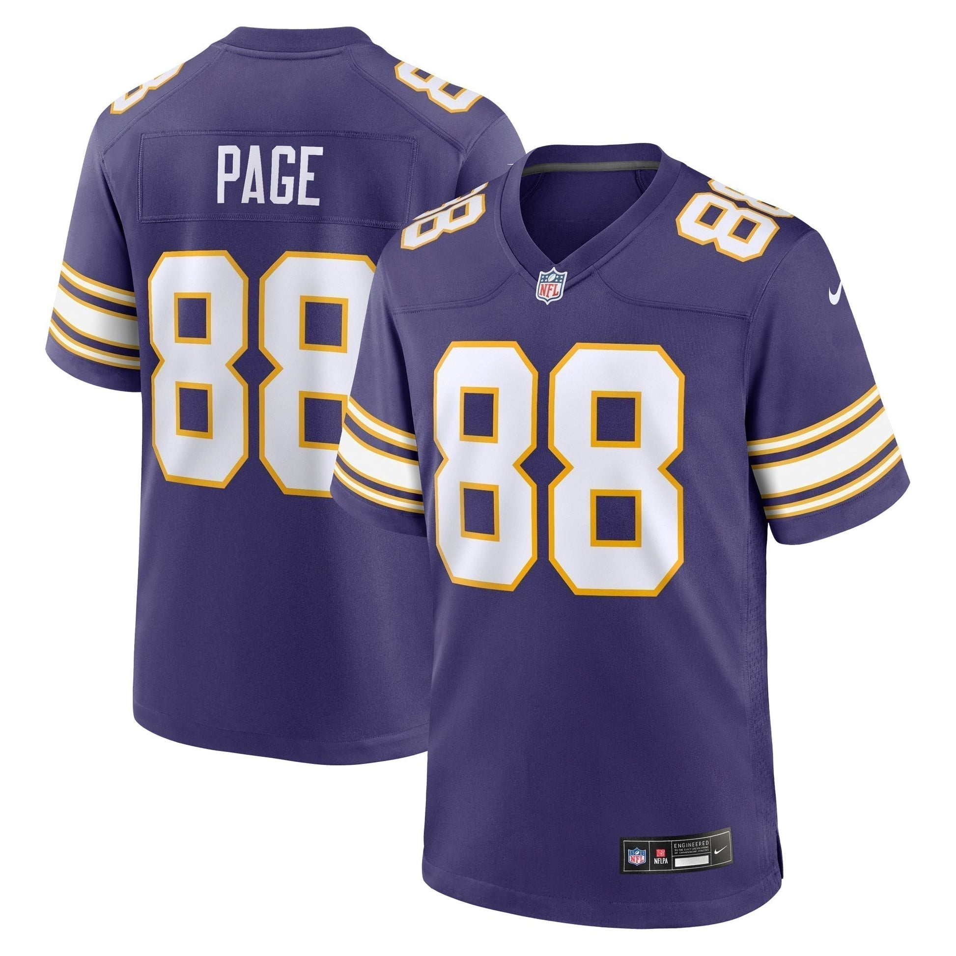 Alan Page Minnesota Vikings Classic Retired Jersey - Purple football jersey product view 1