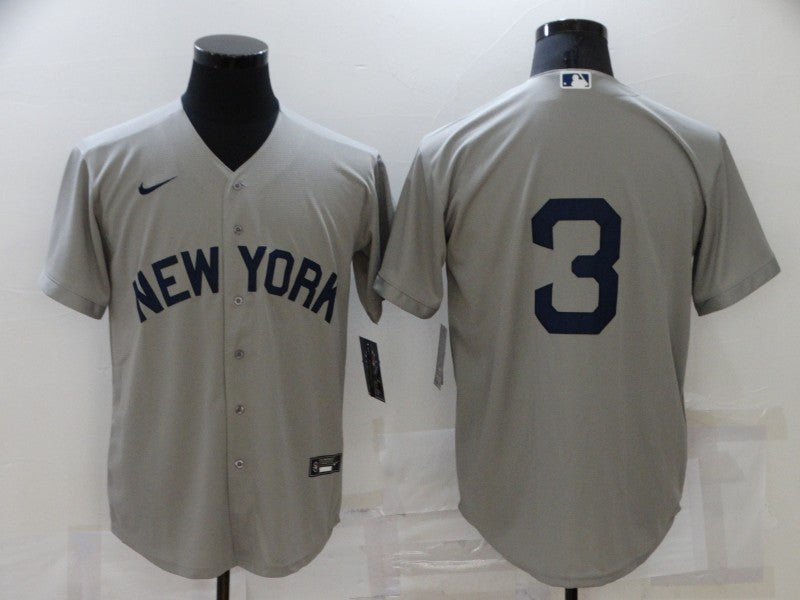 Men's New York Yankees Babe Ruth Gray Replica Player Name Jersey baseball jersey product view 1