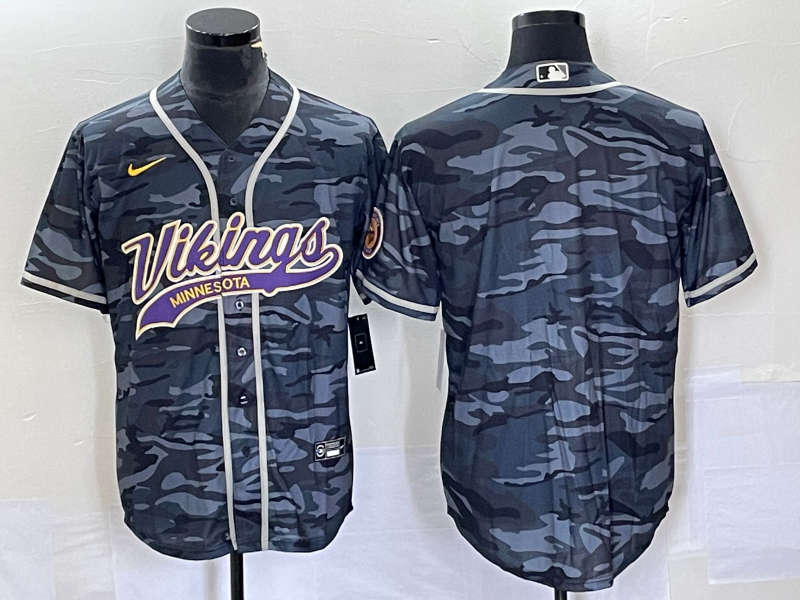 Men's Minnesota Vikings Grey Camouflage Blank Jersey1 football jersey product view 1
