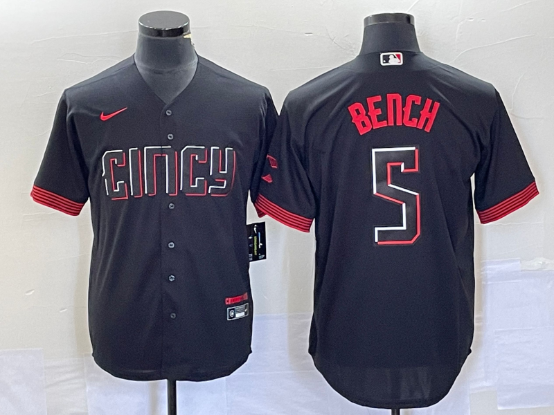 Men's Cincinnati Reds Johnny Bench Black 2023 City Connect Replica Player Jersey baseball jersey product view 1