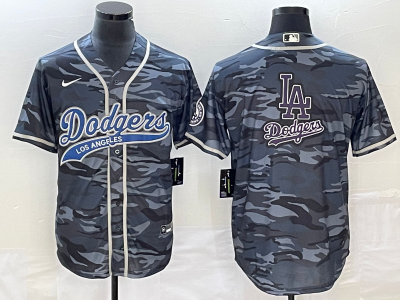 Men's Los Angeles Dodgers Grey Camouflage Team Jersey Joint Edition baseball jersey product view 1