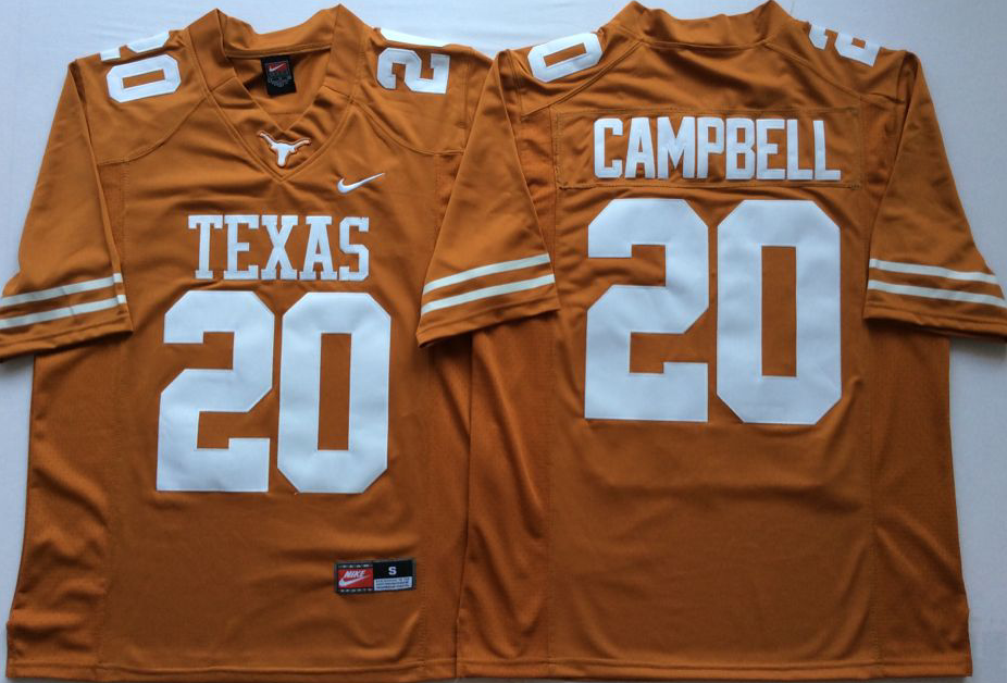 Men's Texas Longhorns Earl Campbell Orange Replica Team Jersey sports jersey product view 1